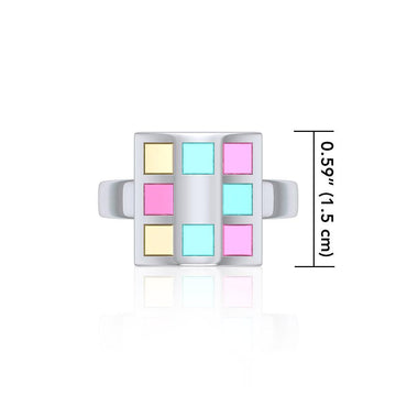 Modern Square Inlaid Ring TRI506 - Jewelry